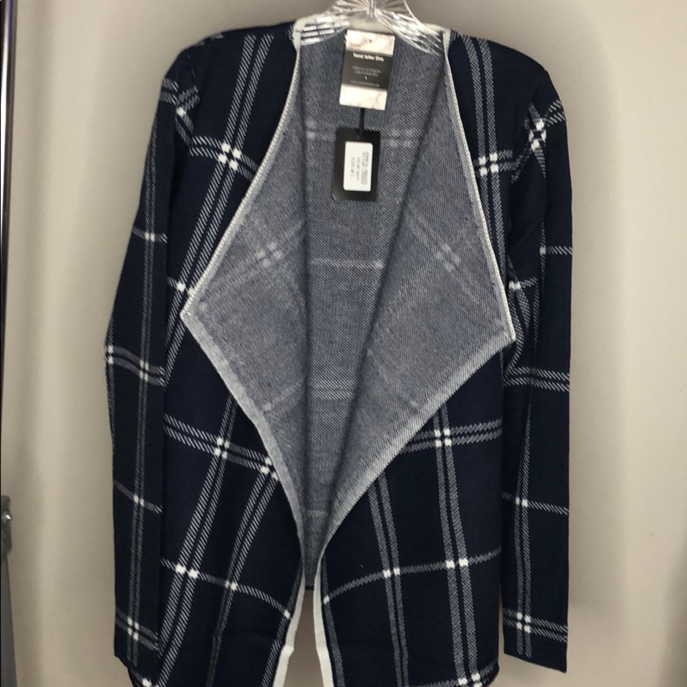 Blue & White checkered jacket / Cardigan - Picture 3 of 5